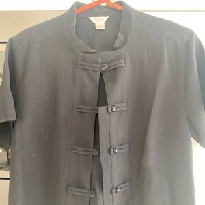 Christopher & Banks black Mandarin Collar blouse